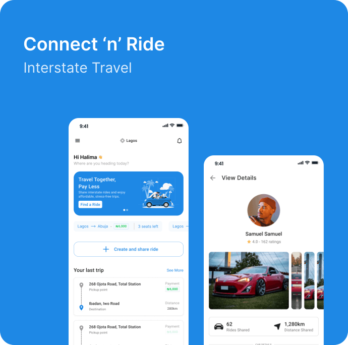 ConnectNRide App — Interstate Travel