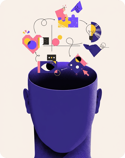Illustration of ideas flowing from an open mind